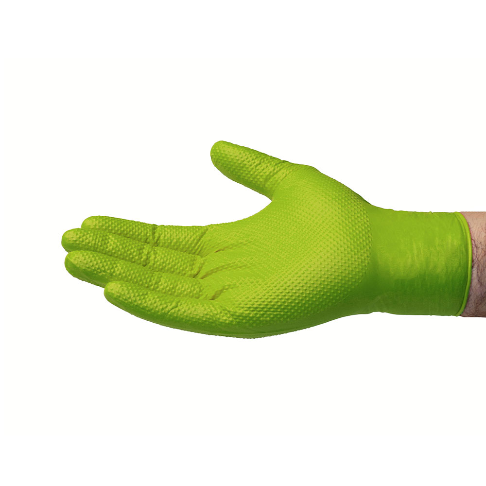 Ammex Gloveworks, Green, Lime Green, High Visibility, Nitrile